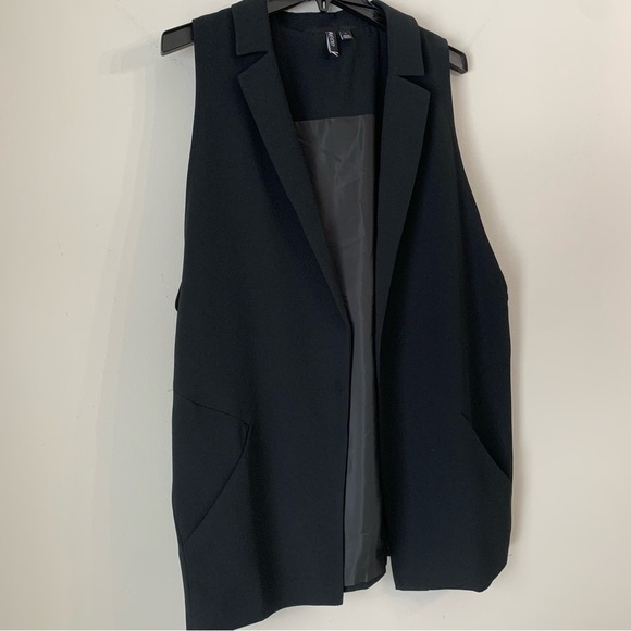 Valette Black Vest Lapel Neck Open Front Vest Jacket Size Large - Picture 10 of 10
